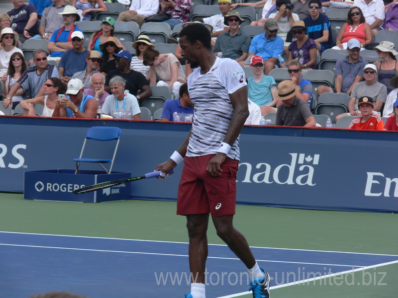 Gael Monfils (FRA) is preparing to serve on Grandstand to David Goffin (BEL) 28 July 2016 Rogers Cup in Toronto