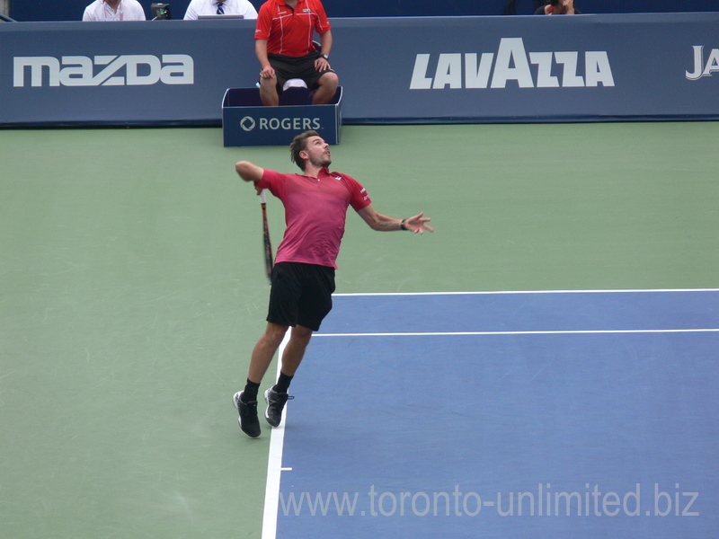 Stan Wawrinka (SUI) is serving to Jack Sock (USA) on Central Court 28 July 2016 Rogers Cup in Toronto