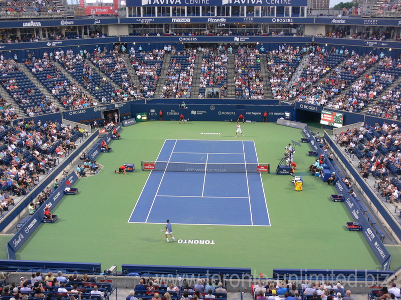 Radek Stepanek and Novak Djokovic are playing night match on Central Court 28 July 2016 Rogers Cup Toronto