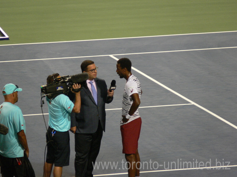 Gael Monfils with an interview by Arash Madani after his win over Milos Raonic 29 July 2016 Rogers Cup Toronto 