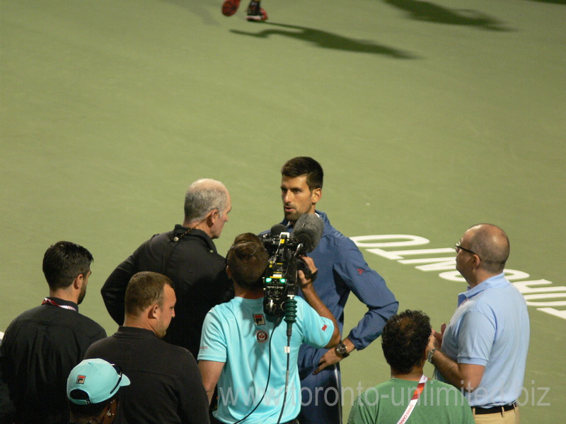 The semifinal winner Novak Djokovic in an interview with Brad Gilbert 30 July 2016 Rogers Cup in Toronto