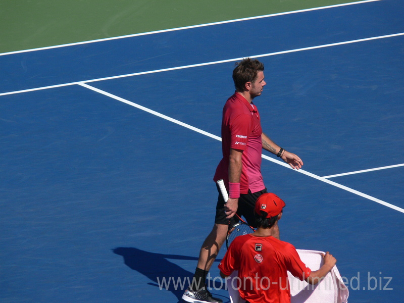 Stan Wawrinka (SUI) in changeover during his semifinal match to Kei Nishikori (JPN) 30 July 2016 Rogers Cup in Toronto