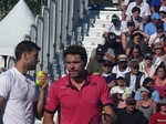 Grigor Dimitrov (BUL) talking to Stan Wawrinka (SUI) during doubles match against Lucas poille and Dominic Thiem 25 July 2016 Rogers Cup Toronto