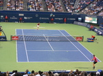 Mikhail Youzhny (RUS) serving to Stan Wawrinka on Centre Court 26 July 2016 Rogers Cup in Toronto