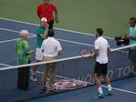 Grigor Dimitrov (BUL) and Denis Shapovalov (CDN) with coin-toss on Centre Court 27 July 2016 Rogers Cup in Toronto