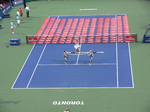 Cirque Du Soleil show on Centre Court while National Bank $1,000,000.00 contest is prepared on the other side of the court 28 July 2016 Rogers Cup Toronto 