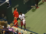 Gael Monfils with the towel on Central Court playing Canadian Milos Raonic on Central Court 29 July 2016 Rogers Cup Toronto