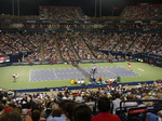 Milos Raonic and Gael Monfils on the Centre Court during late match 29 July 2016 Rogers Cup in Toronto