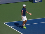 Frustrated Kei Nishikori (JPN) on Central Court in match with Stan Wawrinka 30 July 2016 Rogers Cup Toronto 