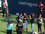 Kei Nishikori (JPN) in on-the-court interview by TVA Sportsnetwork sportscaster on Central Court 30 July 2016 Rogers Cup Toronto