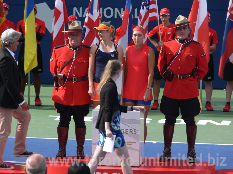 Rogers Cup 2017 - RCMP Honor Guards, Ekaterina Makarova and Elena Vesnina with Trophy!