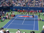 Elina Svitolina a Champion in postgame interview and the court in preparation for ceremony!