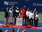 Rogers Cup 2017 Award Ceremony with Elena Svitolina, Caroline Wozniacki, Karl Hale, Suzan Rogers, Marten Gagnon, Dr. penny Ballem, Julia Orlandi, Glenn Pushelberg, Helena Leong !