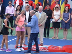 Rogers Cup 2017 Doubles Final. Marten Gagnon presenting Trophy to the finalists Anna-Lena Groenefeld and Kveta Peschke.