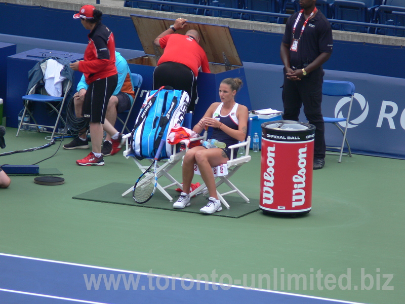 Karolina Pliskova (CZE) resting on Centre Court 11 August 2017 Rogers Cup Toronto!