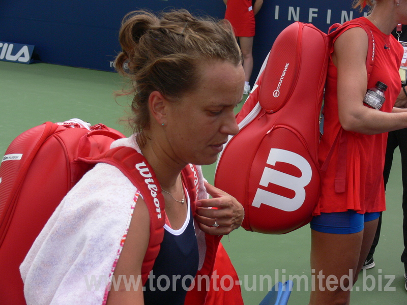 Barbora Strycova is leaving Grandstand with her partner Safarova after the doubles win 12 August 2017 Rogers Cup Toronto!