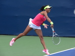 Heather Watson (GBR) serving on Court 3 in qualifying against Jana Cepelova (SVK)  5 August 2017!