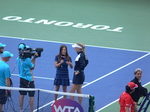 Caroline Wozniacki in postgame interview on Centre Court 11 August 2017 Rogers Cup Toronto!