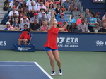 Lucie Safarova serving against Sloane Stephens  (USA)  on Grandstand 11  August 2017 Toronto.