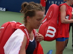 Barbora Strycova is leaving Grandstand with her partner Safarova after the doubles win 12 August 2017 Rogers Cup Toronto!