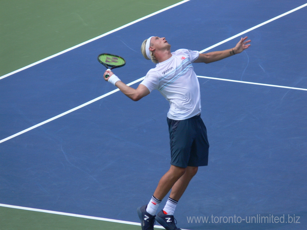 Henri Kontinen (FIN) serving on Centre Court in Doubles Final August 12, 2018 Rogers Cup Toronto!
