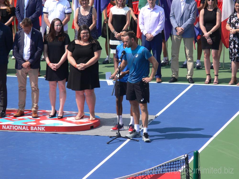 Finalists of Rogers Cup 2018 Doubles; Raven Klaasen (RSA) and Michael Venus (NZL) making speech