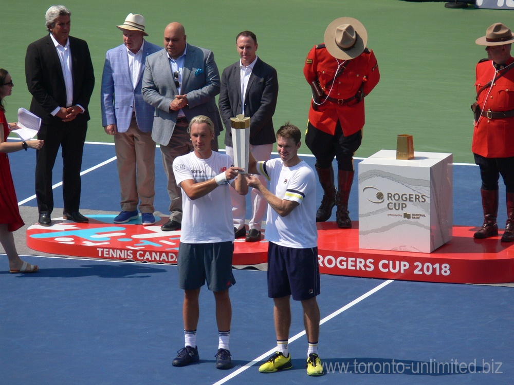 Doubles Champions Henri Kontinen and John Peers with their Trophy. Rogers Cup 2018 Toronto