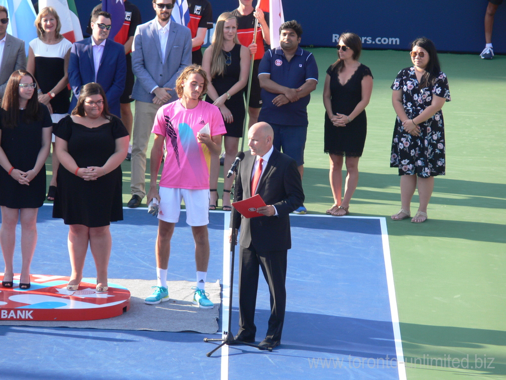 Ken Crosina talking - only 4th player in the Open Era - Rafael Nadal to receive a cheque from Louis Vachon