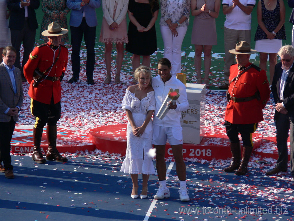 Champion Rafael Nadal with Suzan Rogers of Rogers Communication - - August 12, 2018 Rogers Cup Toronto