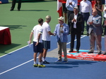 Doubles Champions Henri Kontinen and John Peers are receiving Trophy from Scott Moore of Sports Net.