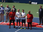 Doubles Champions Henri Kontinen and John Peers with the Honor Guard of RCMP. Rogers Cup August 12, 2018 Toronto 