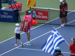 Stefanos Tsitsipas coming to the Centre Court with a Greek Flag to play the Rogers Cup Final August 12, 2018 Toronto!