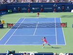 Steafanos Tsitsipas returning serve to Rafael Nadal on the Centre Court in Singles Final Rogers Cup August 12, 2018 Toronto!