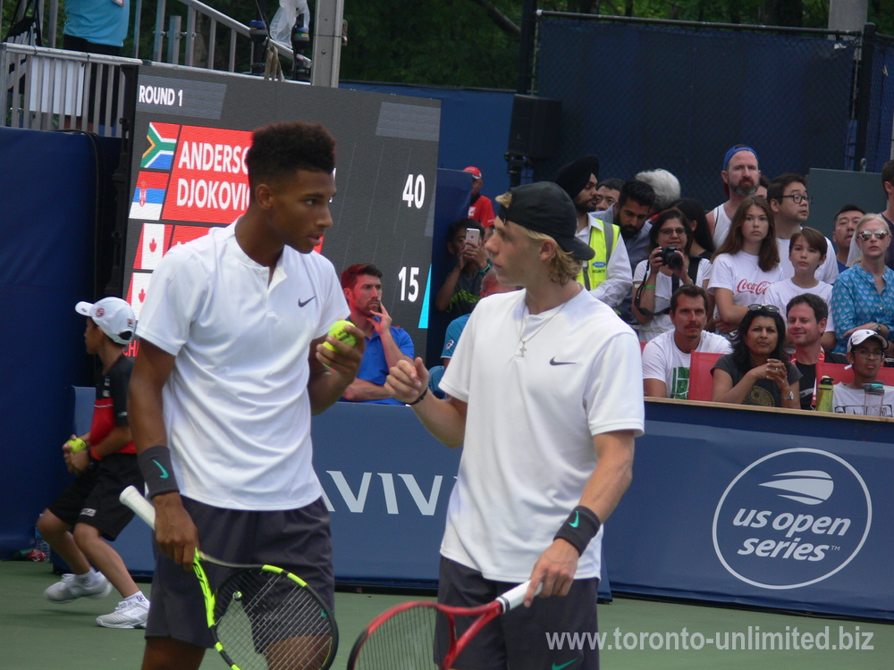 Shapovalov and Felix Auger-Aliassime  in the doubles August 6, 2018 Rogers Cup Toronto