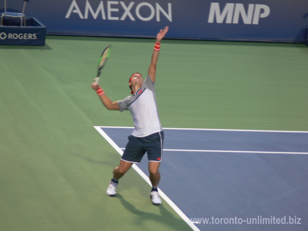 Milos Raonic on the Centre Court in the match with David Goffin (BEL) August 6, 2018 Rogers Cup Toronto