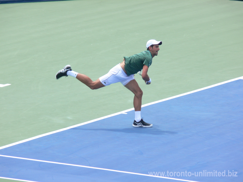 Novak Djokovic has served to Stefanos Tsitsipas on the Centre Court August 9, 2018 Rogers Cup Toronto