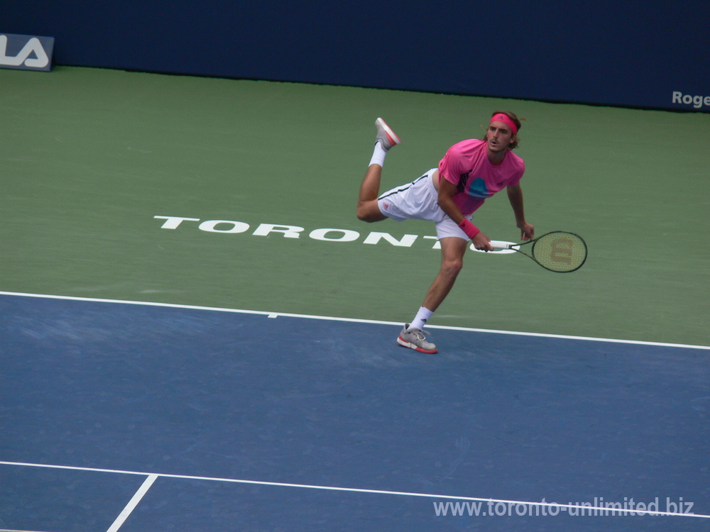 Stefanos Tsitsipas on the baseline of the Centre Court August 9, 2018 Rogers Cup Toronto!