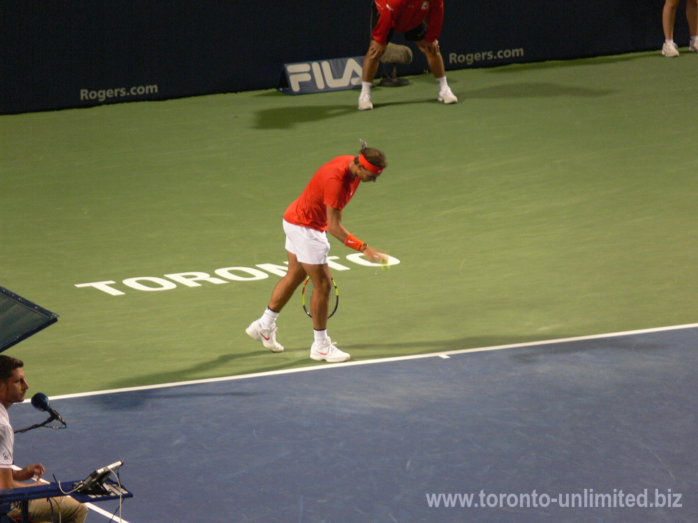 Rafael Nadal serving to Marin Cilic on the Centre Court August 10, 2018 Rogers Cup Toronto!