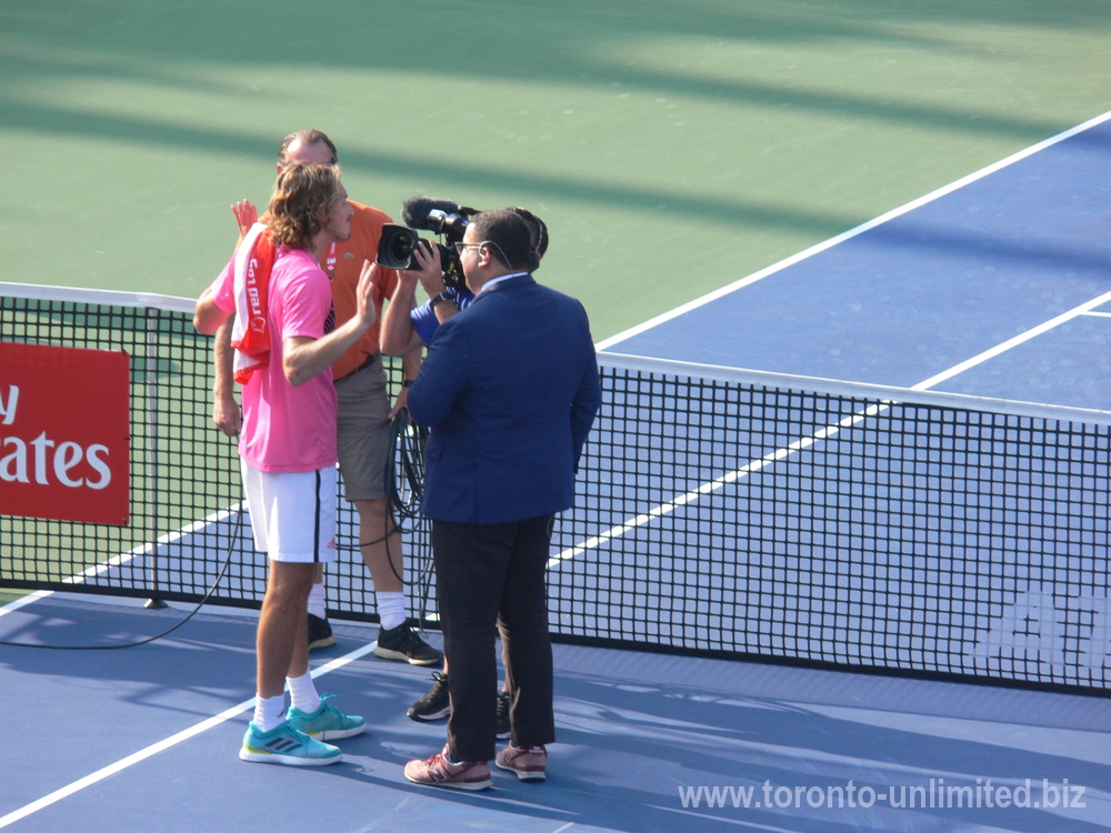 Stefanos Tsitsipas with on the Court interview with Arash Madani August 11, 2018 Rogers Cup in Toronto!