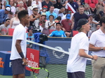 Denis Shapovalov and Felix AUGER-ALIASSIME with the coin toss before doubles match
