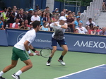 Kevin Anderson and Novak Djokovic in doubles match August 6, 2018 Rogers Cup Toronto