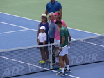 On the Centre Court Novak Djokovic, Stefanos Tsitsipas, Apostolos Tsitsipas and Julia Apostoli-Salnikova August 9, 2018 Rogers Cup Toronto!