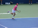Stefanos Tsitsipas running on the Centre Court playing Novak Djokovic August 9, 2018 Rogers Cup Toronto