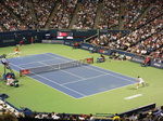 Rafael Nadal serving to Marin Cilic on the Centre Court August 10, 2018 Toronto.