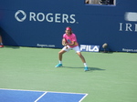 Stephanos Tsitsipas behind the baseline on the Centre Court. Playing Kevin Anderson August 11, 2018 Rogers Cup Toronto!