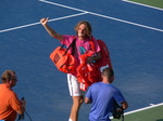 Jubilant Stefanos Tsitsipas leaving the court after the semi-final win August 11, 2018 Rogers Cup Toronto!