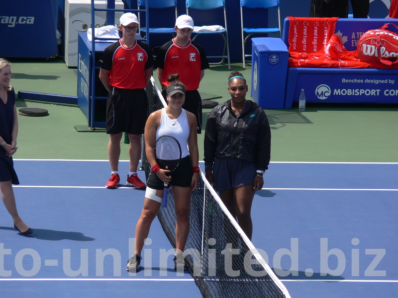 Bianca Andrescu and Serena Williams before the Championship match August 11, 2019 Rogers Cup Toronto