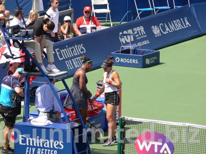 Andrescu expressing great deal of empathy for Serena and earning big applause for her sportsmansip behaviour. Rogers Cup August 11, 2019