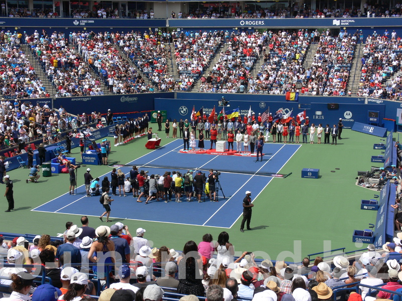 The Trophy and Awards presentation with organizing committee and the Voice of Rogers Cup, Ken Crosina. August 11, 2019