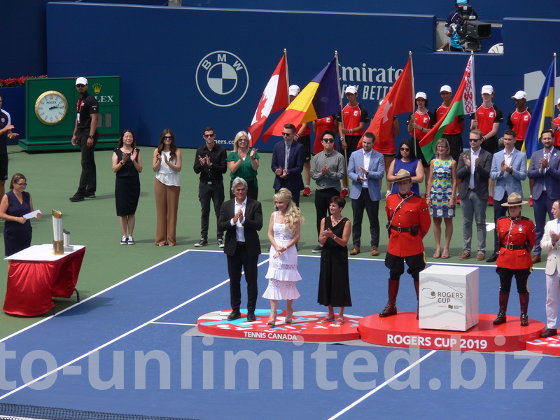 The trophies are ready and the presentation will start. August 11, 2019 Rogers Cup Toronto